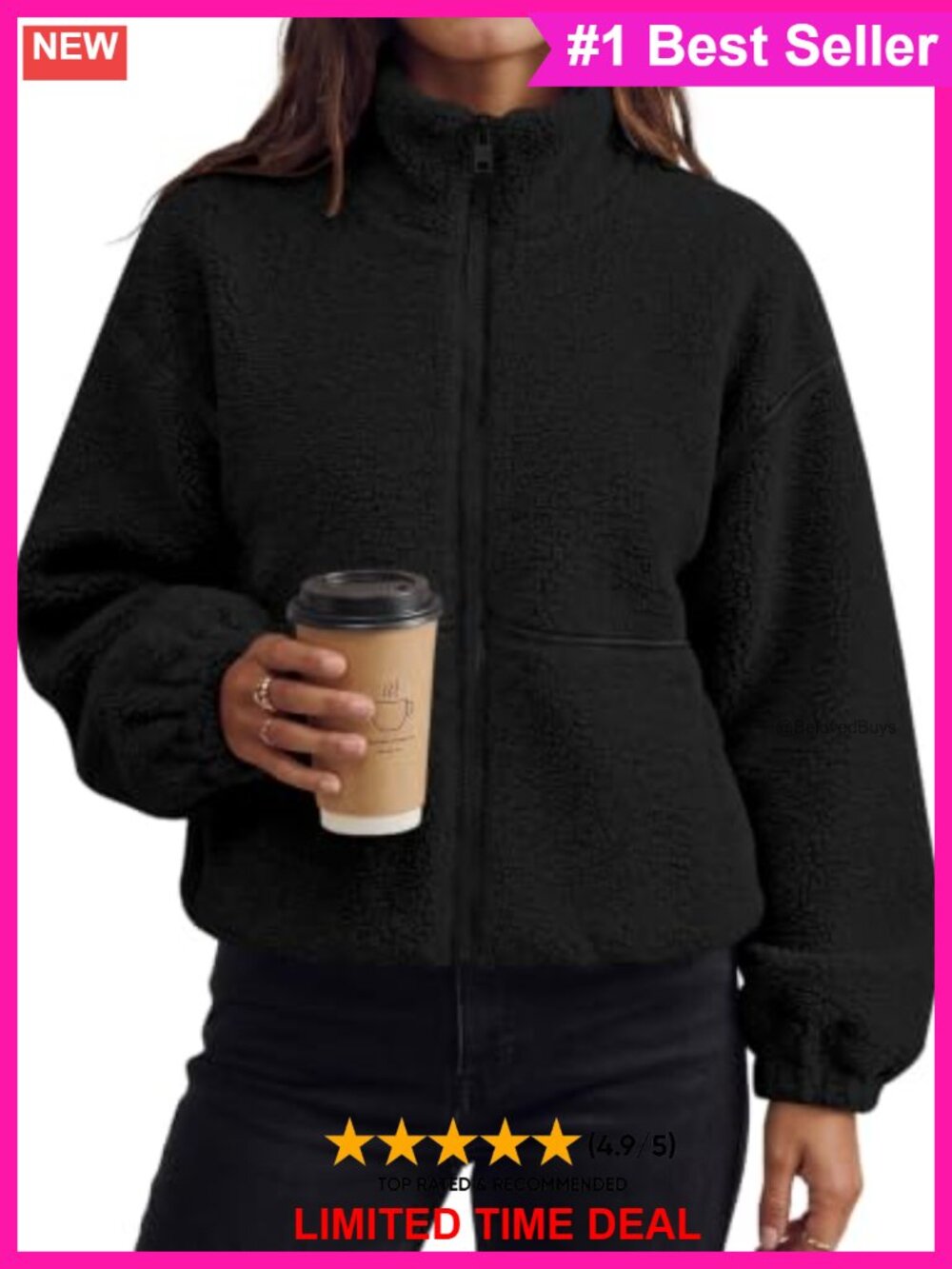 Sherpa Fleece Oversized Zip Up Warm Winter Jacket Coat